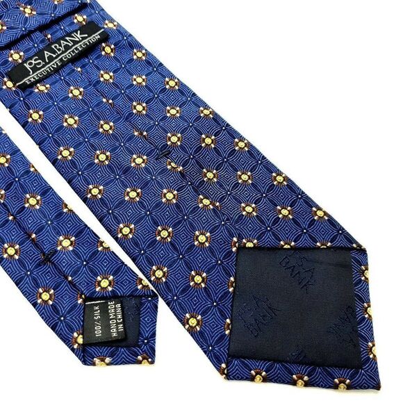 Jos A Bank Executive Silk Tie Woven Blue Geometric - Picture 5 of 6